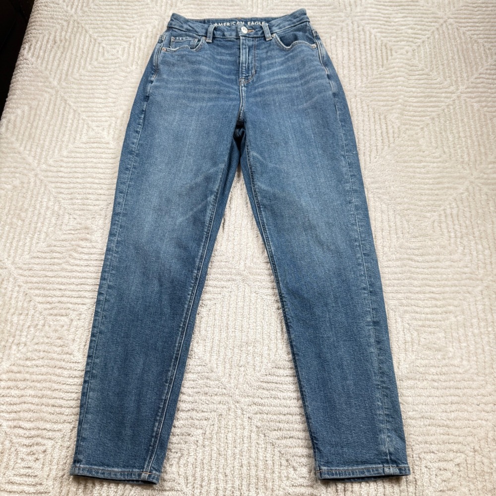 American Eagle Curvy Mom Jean Womens 0 Regular Blue High Rise Stretch Street